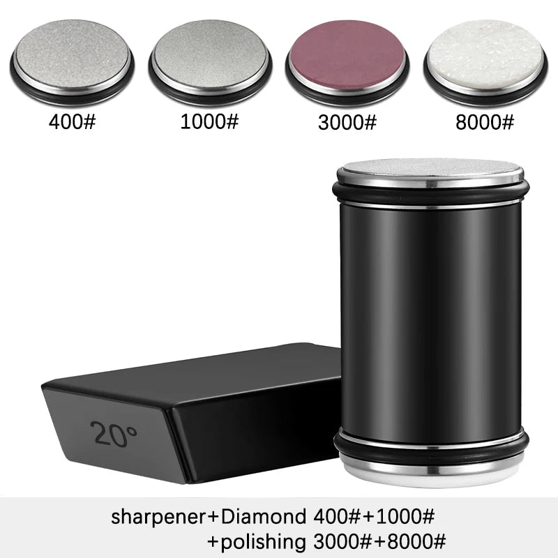Kit afilador de rodillo 15°/20° con 4 discos — filo profesional en casa