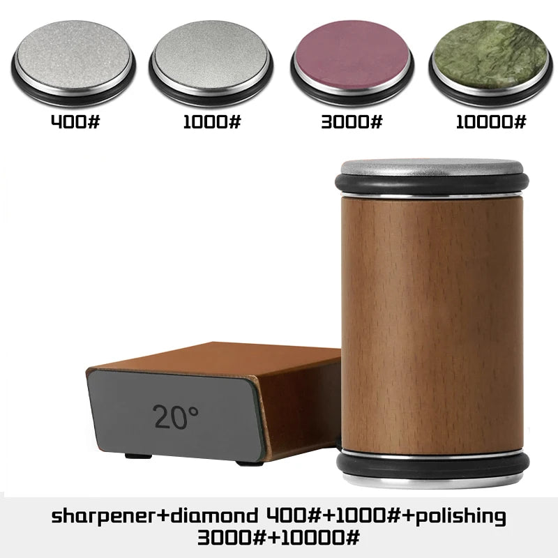 Kit afilador de rodillo 15°/20° con 4 discos — filo profesional en casa